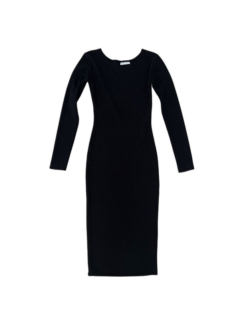 Eve + Enoch Black Ribbed Long Sleeve Midi Dress - Size XS